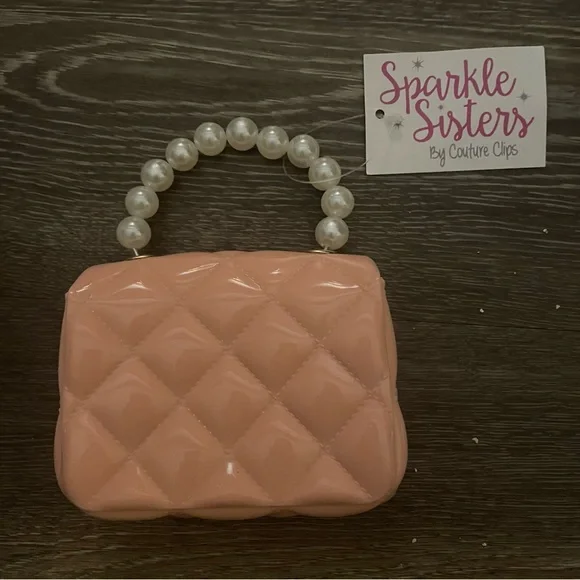 NWT Sparkle Sisters Jelly Bag w/Pearl Handle - Pink. No chain - Picture 3 of 4